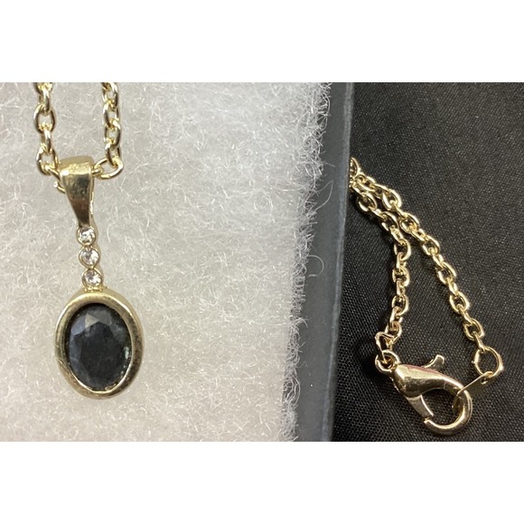 Sapphire Pendant Necklace Gold Tone Chain Bezel Set 2.00 ct - Picture 2 of 9